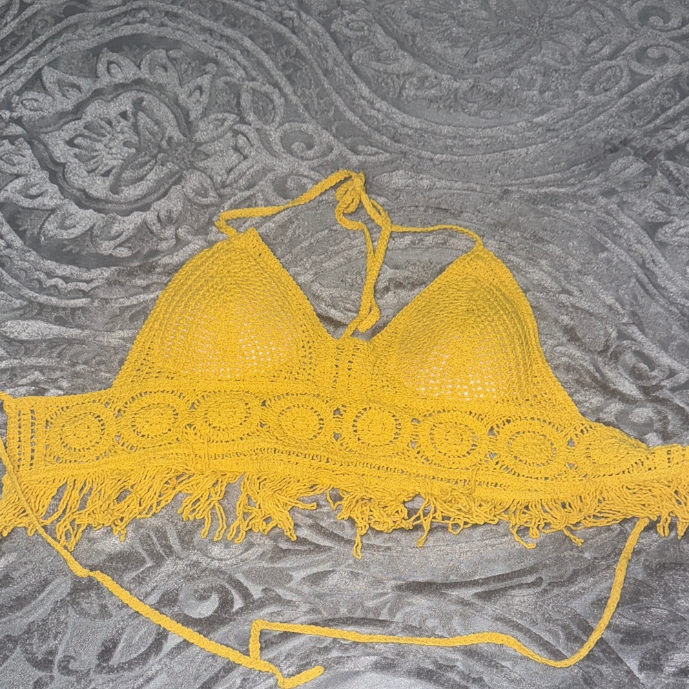 Yellow Crochet Halter Top
